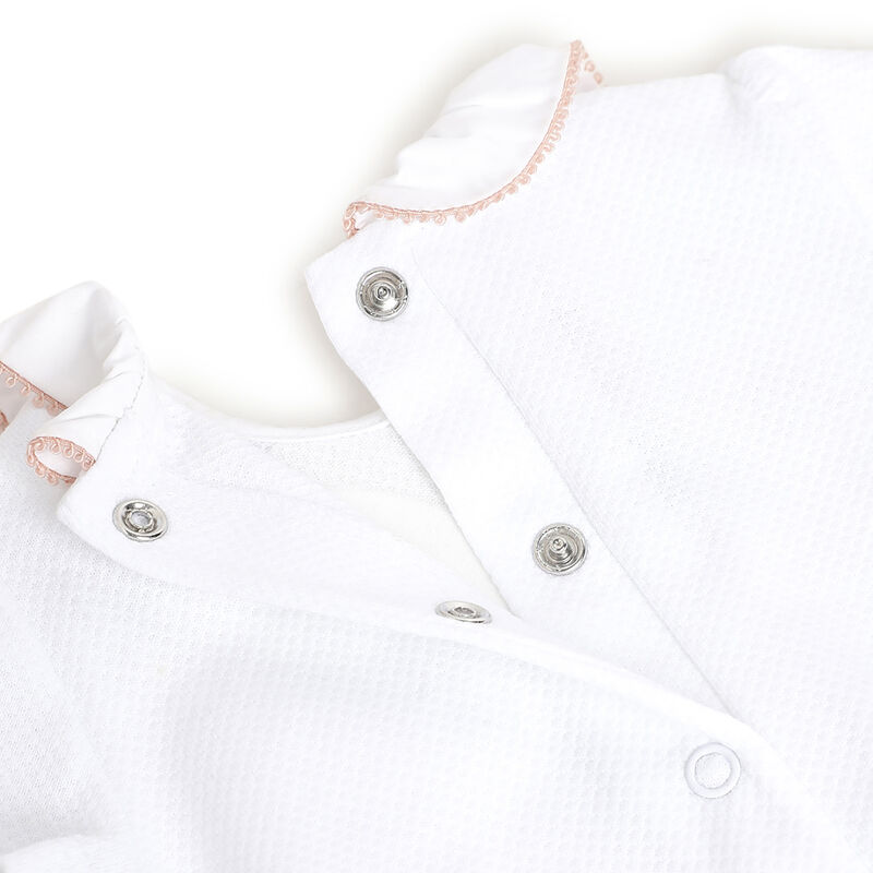 Girls White Embellished Short Sleeve Rompers image number 3